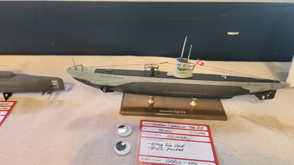 German Type IIB Submarine - 1:144 Revel kit. Painted with rattle can's and brushes